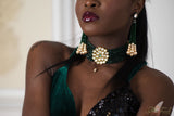 Bejeweled Necklace Green Audrey Choker Necklace