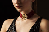 Bejeweled Necklace Red Audrey Choker Necklace