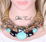 Enchantess Turquoise and Crystal Weave Necklace