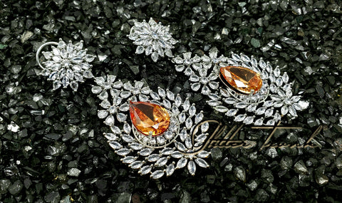 Pari Silver Amber Long Earrings