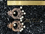 Sitara Rose Gold Pearl AD Earrings