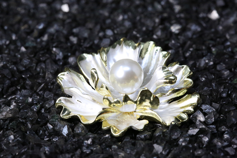 Marcia floral pearl dual tone brooch