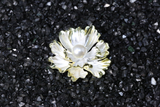 Marcia floral pearl dual tone brooch