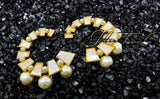 Rajni MoP Gold Pearl Statement Earrings