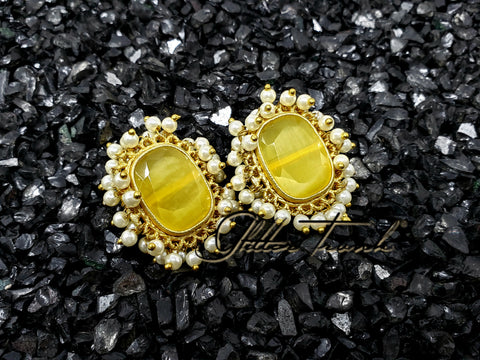 Esta Sunflower Yellow Gajra Pearl Studs