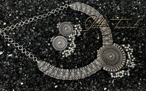 Maliha German Silver Necklace Set