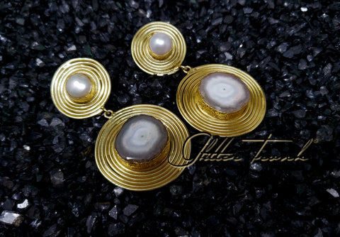 Olivia Pearl and Agate Statement Earrings