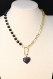 Andreia Black Heart Necklace with Clip