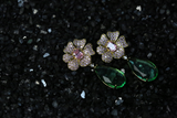 Carina American Diamond Floral Statement Earrings