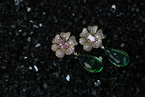 Carina American Diamond Floral Statement Earrings