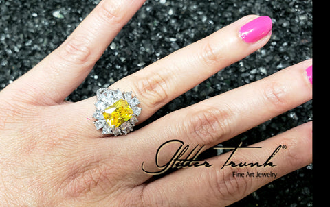 Preorder Aaliyah American Diamond Citrine Adjustable Ring