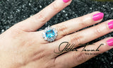 Preorder Anna American Diamond Aquamarine Adjustable Ring