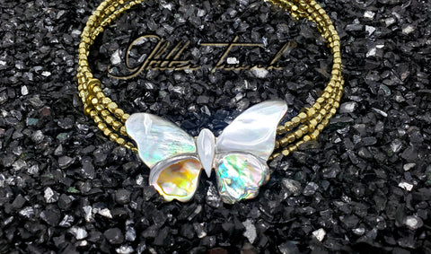 Preorder Everly Mother of Pearl Butterfly Transition Pin with Selene Choker