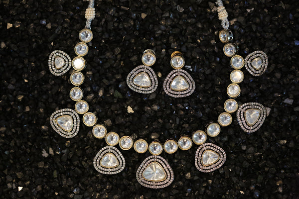Maharani Uncut Polki Necklace with Earrings