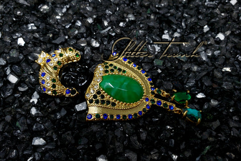 Preorder Leah Transition Pin with Black Onyx and Jade Green Stone
