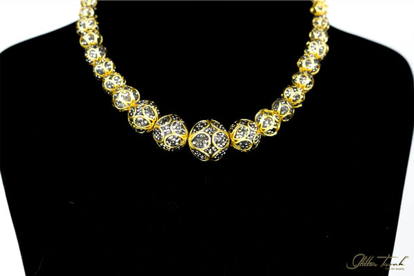 Bejeweled Necklace Black Crystal Beaded Necklace
